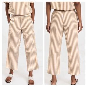 AYR Gold White Stripe Cotton Poplin Puff Puff Beach Pants in Size Extra Large XL